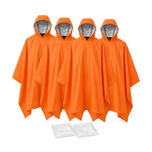 Poncho térmico impermeable de emergencia con capucha