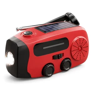 Radio de emergencia AM/FM solar y de manivela, con batería de 2.000 mAh para cargar el móvil, linterna y SOS