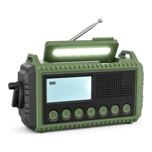 Radio de emergencia AM/FM/SW 12.000 mAh, solar y de manivela, con linterna y powerbank